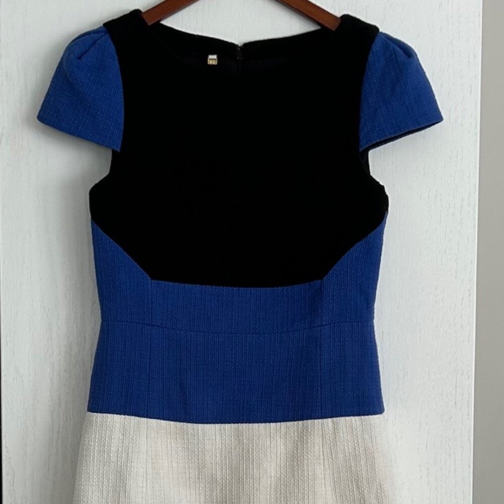 Anthropolgie 4C black, blue, and white color block dress. Size 6.